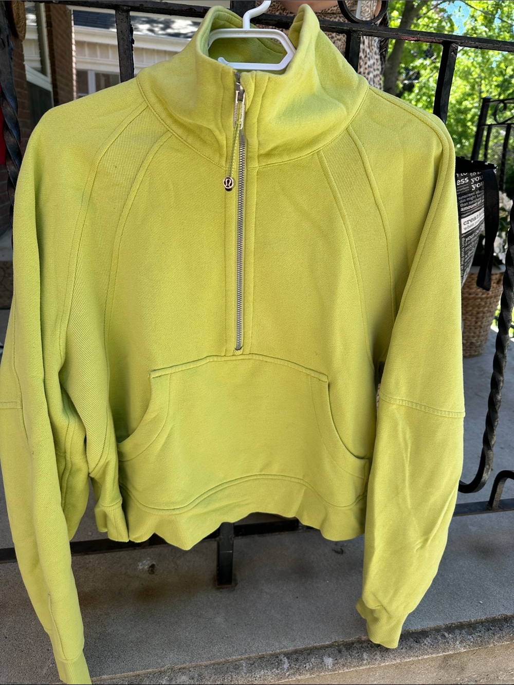 lululemon athletica Lime Green Half-Zip Funnel Neck Pullover